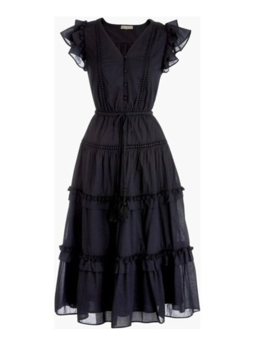 J.Crew Pompom Midi Dress in 100% Cotton Voile